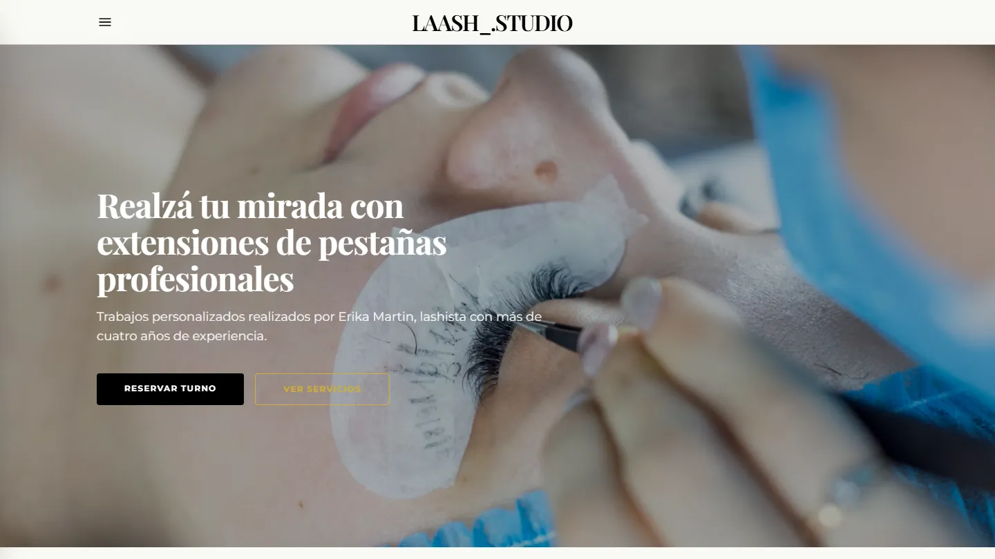 Captura de la home de LAASH Studio en producción